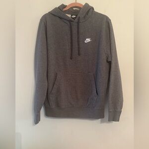 Nike Gray Pullover Hoodie Sweatshirt Swoosh Logo Size Small